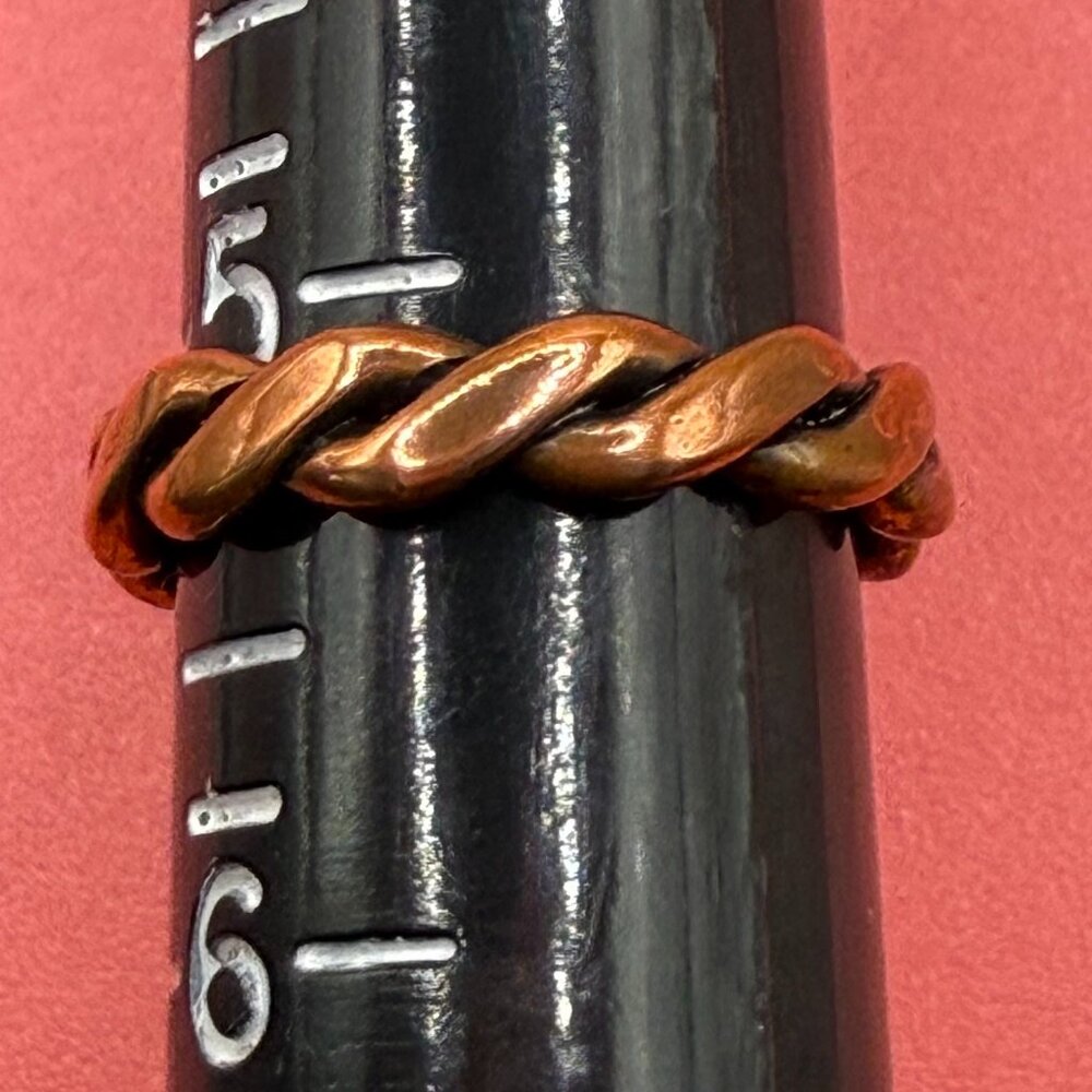 Vintage WM Wheeler Co Signed Wide Solid Copper Band Ring Southwestern Braided